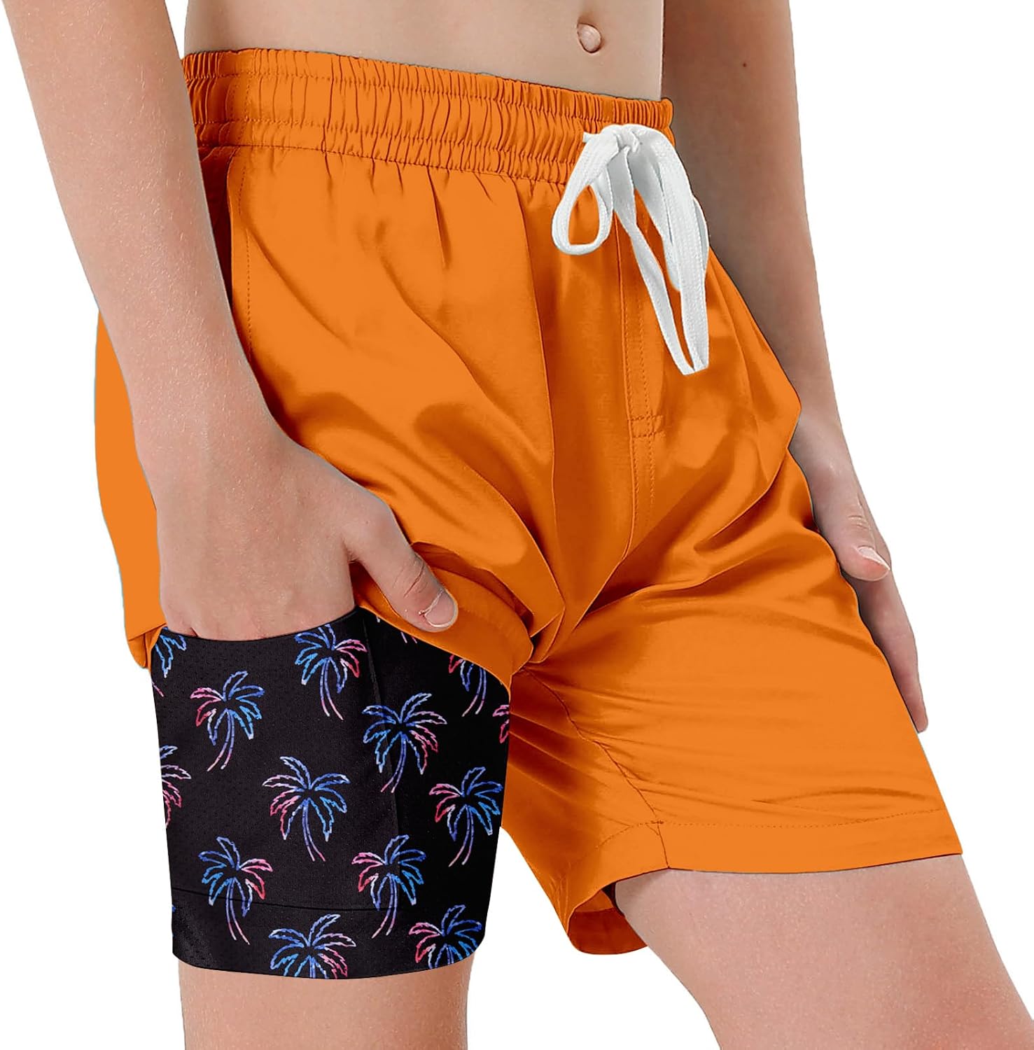 westwolf 6-18T Boys Swim Trunks for Teen 2 in 1 Bathing Suits Board Shorts with Compression Liner