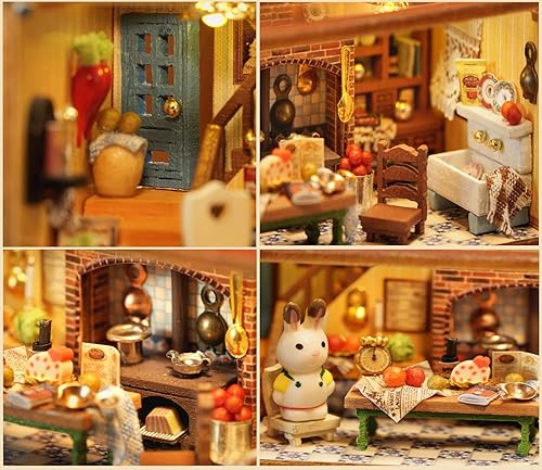 Miniatura 3 de Kit de casa de muñecas en miniatura, juego de casa de cocina de madera 3D, perfecto para mini construcción, regalos creativos, decoración del hogar