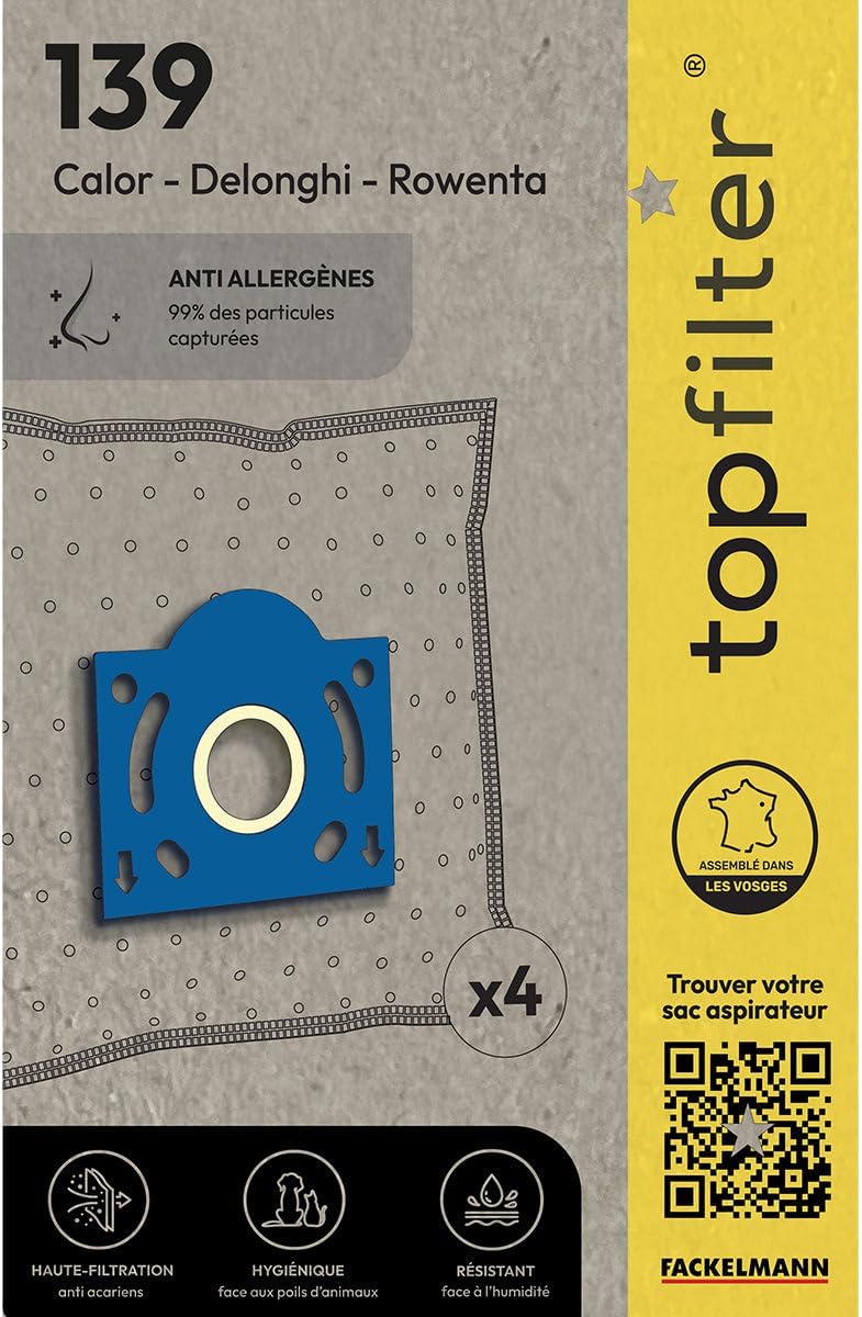 TopFilter 139 - 4 x non-woven vacuum cleaner bags for Rowenta vacuum cleaners - (30 x 26 x 0.1 cm)