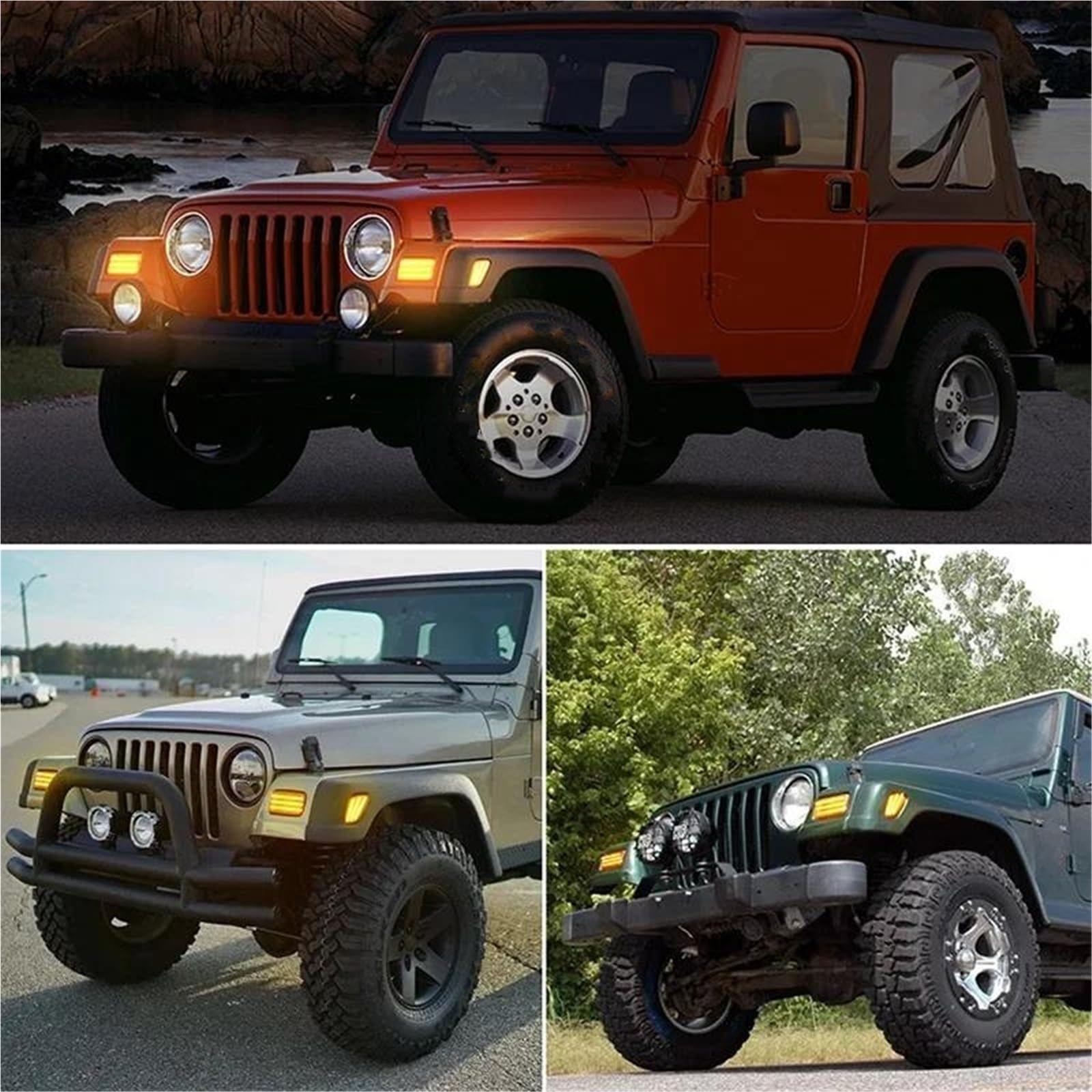 Giro Indicadoras Luz 4 Luces LED Para Coche Para Jeep Para Wrangler TJ 1997-2006, Luces De Giro Izquierda Y Derecha, Luz De Posición Lateral.