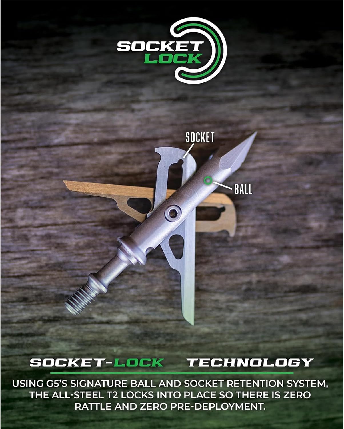 G5 T2 Expandable 2-Blade Broadheads | 3-Pack | 100/125 Grains | Razor Sharp 2" Cutting Diameter Mechanical Blades | Screw in | Compound & Recurve Compatible