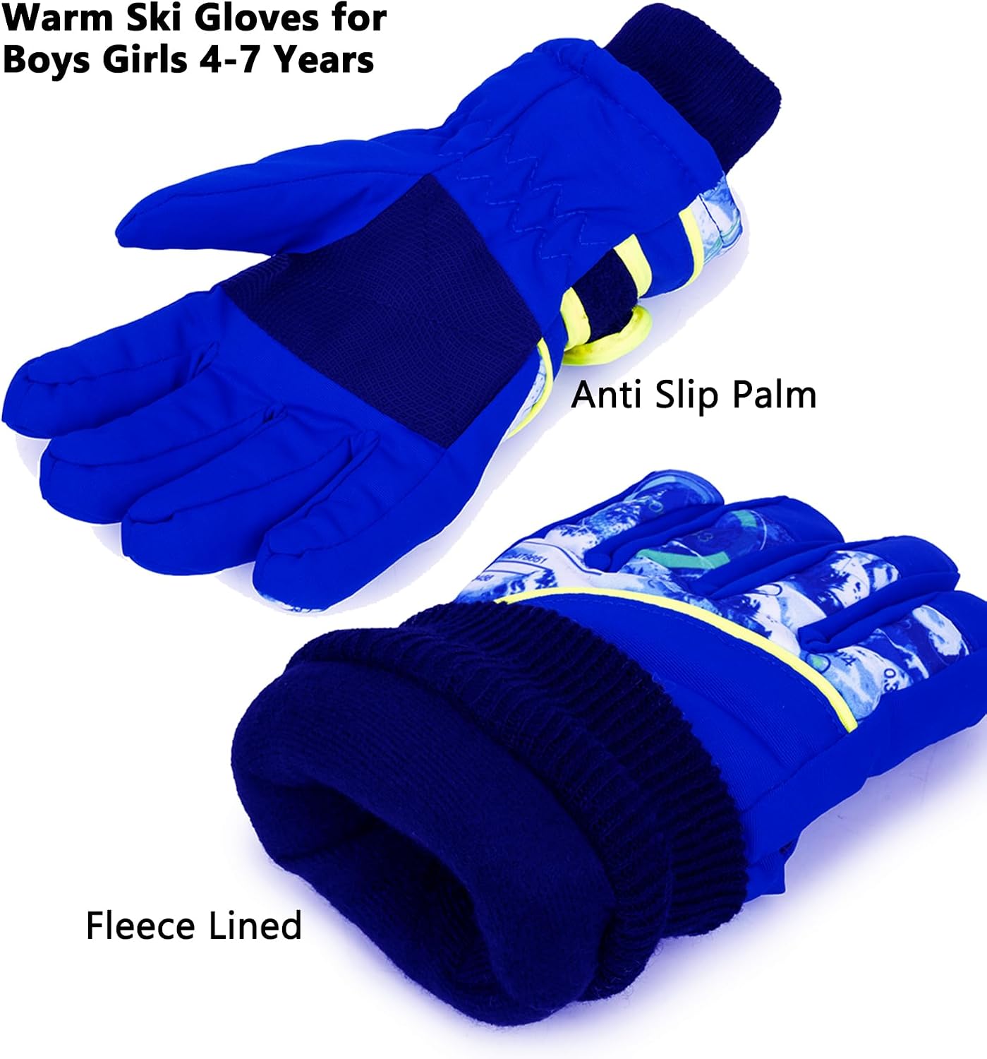 Kids Ski Gloves Winter Warm Outdoor Snow Finger Gloves for Boys Girls 4-7 Years