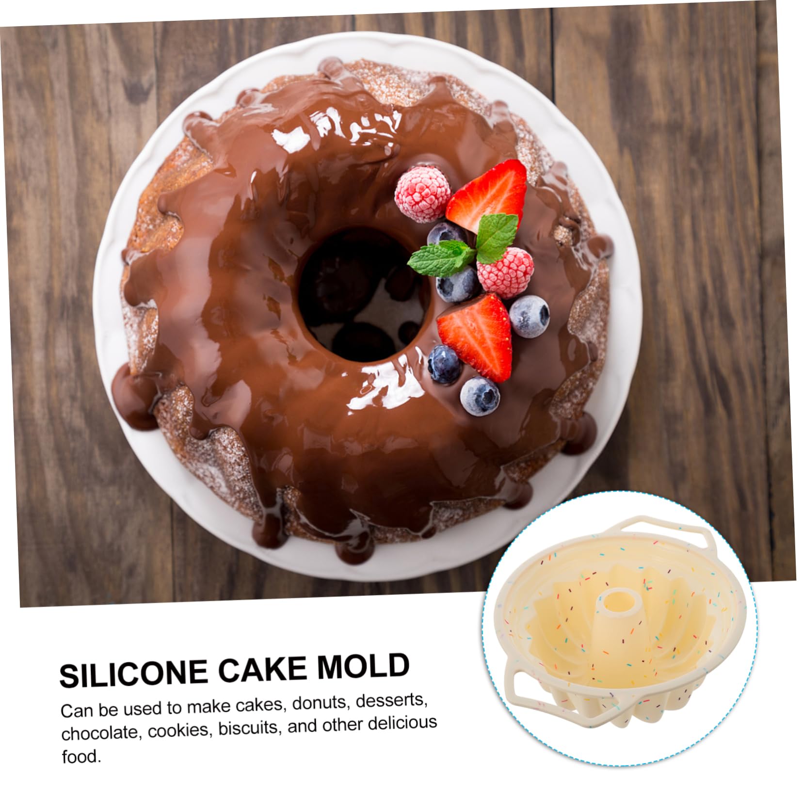 LIFKOME Stampo Rotondo in Silicone per Dolci Struttura a Spirale e Bordo Rinforzato, Facile da Pulire, Adatto per Dolci e Biscotti in Casa o Pasticceria Professionale