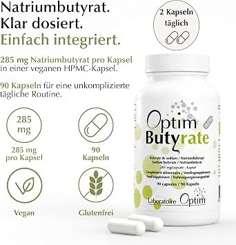 OPTIM Sodium Butyrate 285 mg 4 x 90 Vegan Capsules Delayed Release