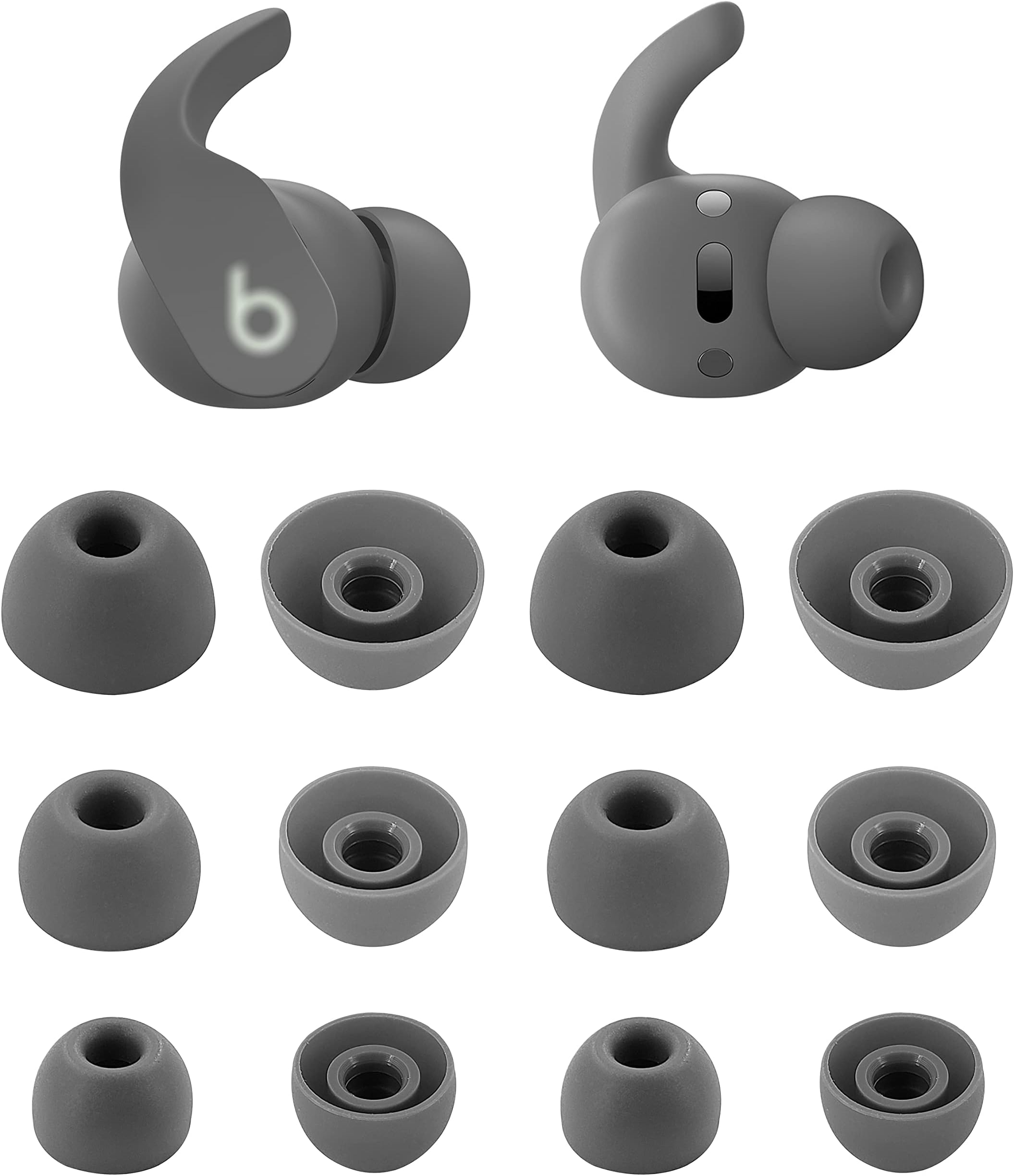 ALXCD Eartips Compatible with Beats Fit Pro, S/M/L 3 Sizes 6 Pairs Soft Silicon Earbuds Tips Replacement Ear Tips, Compatible with Beats Fit Pro 6 Pairs Sage Gray