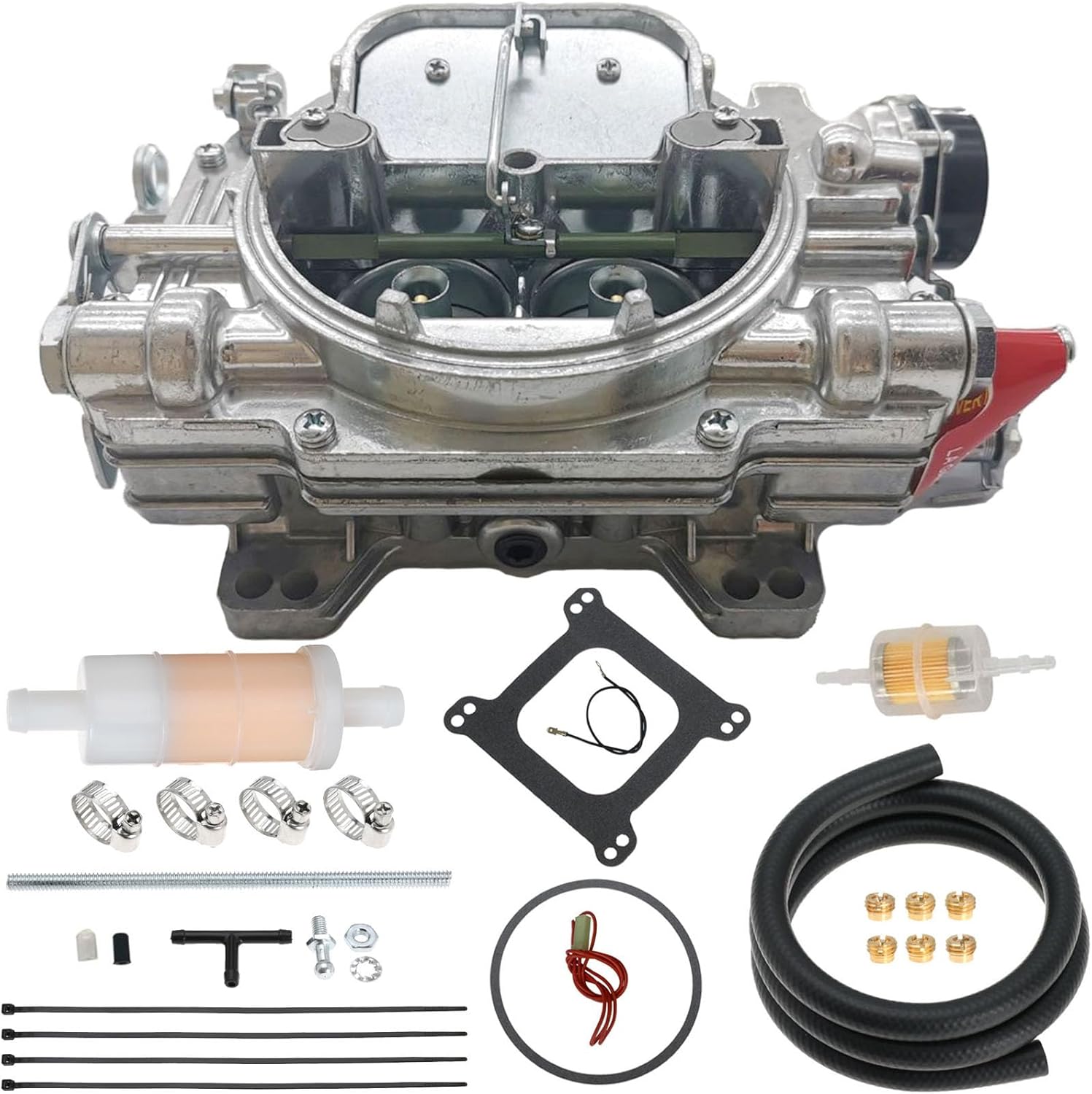 1409 Marine Carburetor Performer 600 CFM 4 Barrel Square Bore with Air Valve Secondary Electric Choke Carburetor Replacement for Marine Engine
