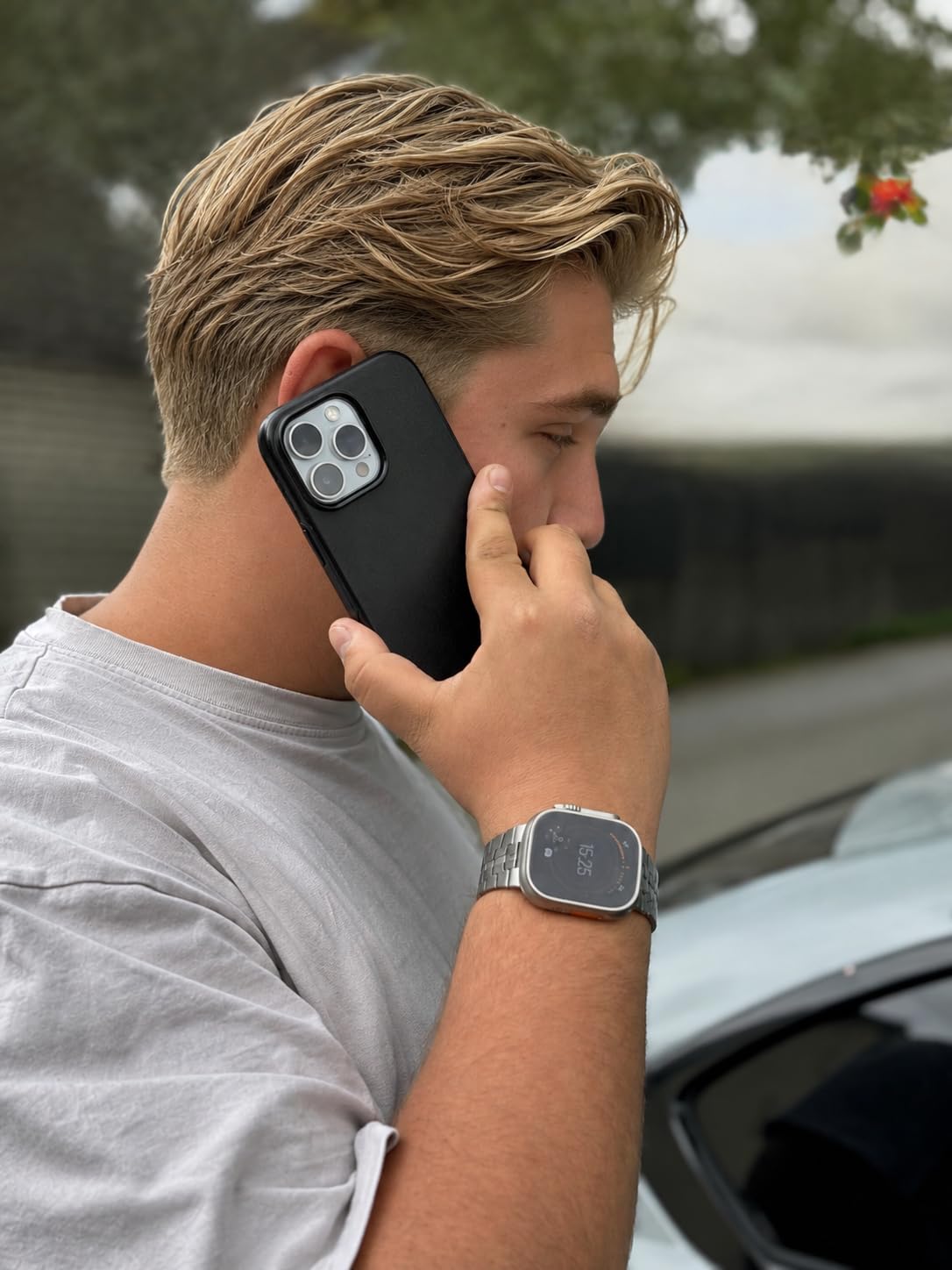 Titanarmband für Apple Watch 42/44/45/46/49 mm – Gebürstetes Premium Gliederarmband mit sicherer Faltschließe – Für Ultra & Series