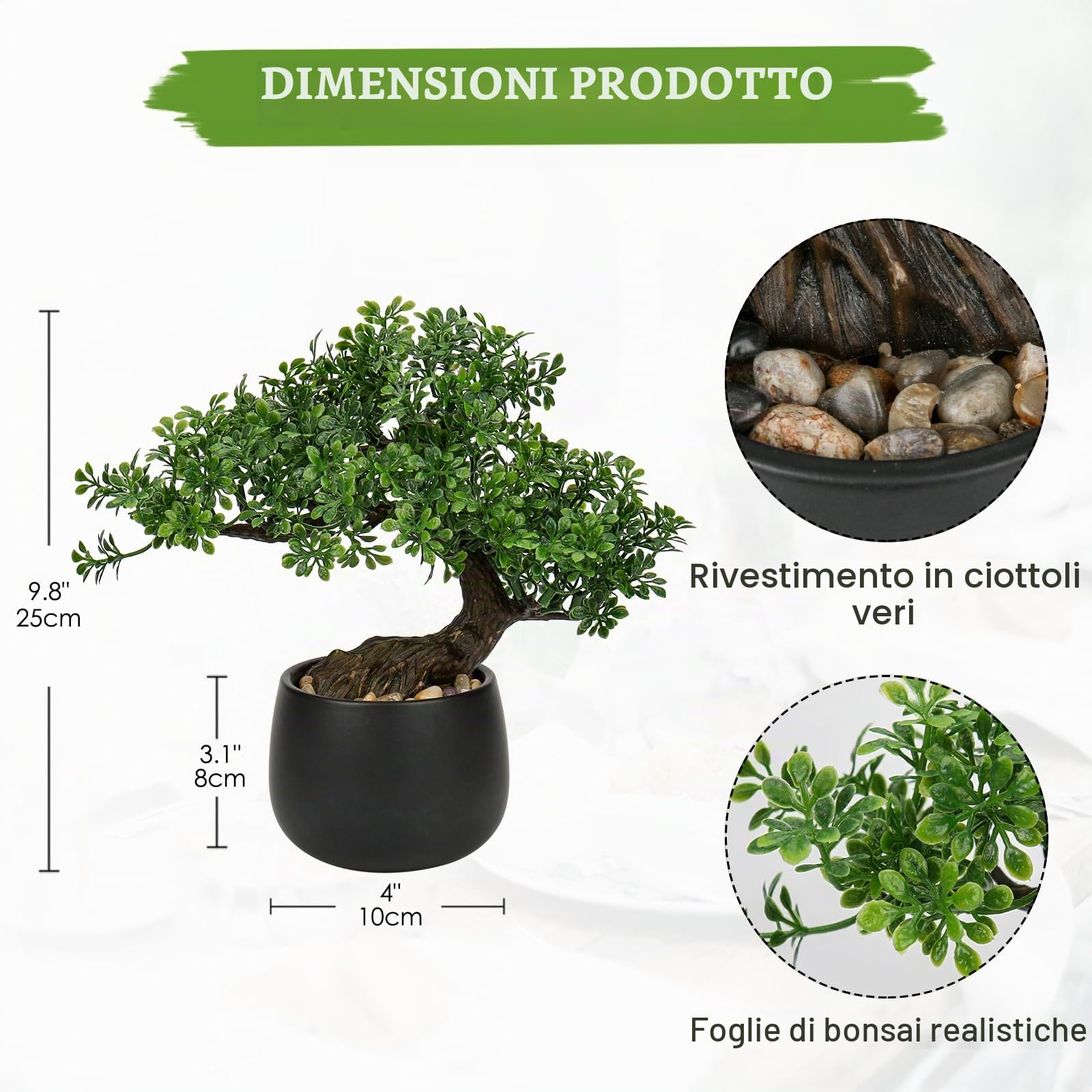 Oairse Bonsai Artificiale Piante Finte in Vasi di Ceramica Bonsai Giapponese Artificiale Decorativo Pianta Finta per Casa, Tavolo, Ufficio, Scrivania, Bagno, Mensola, Camera da Letto