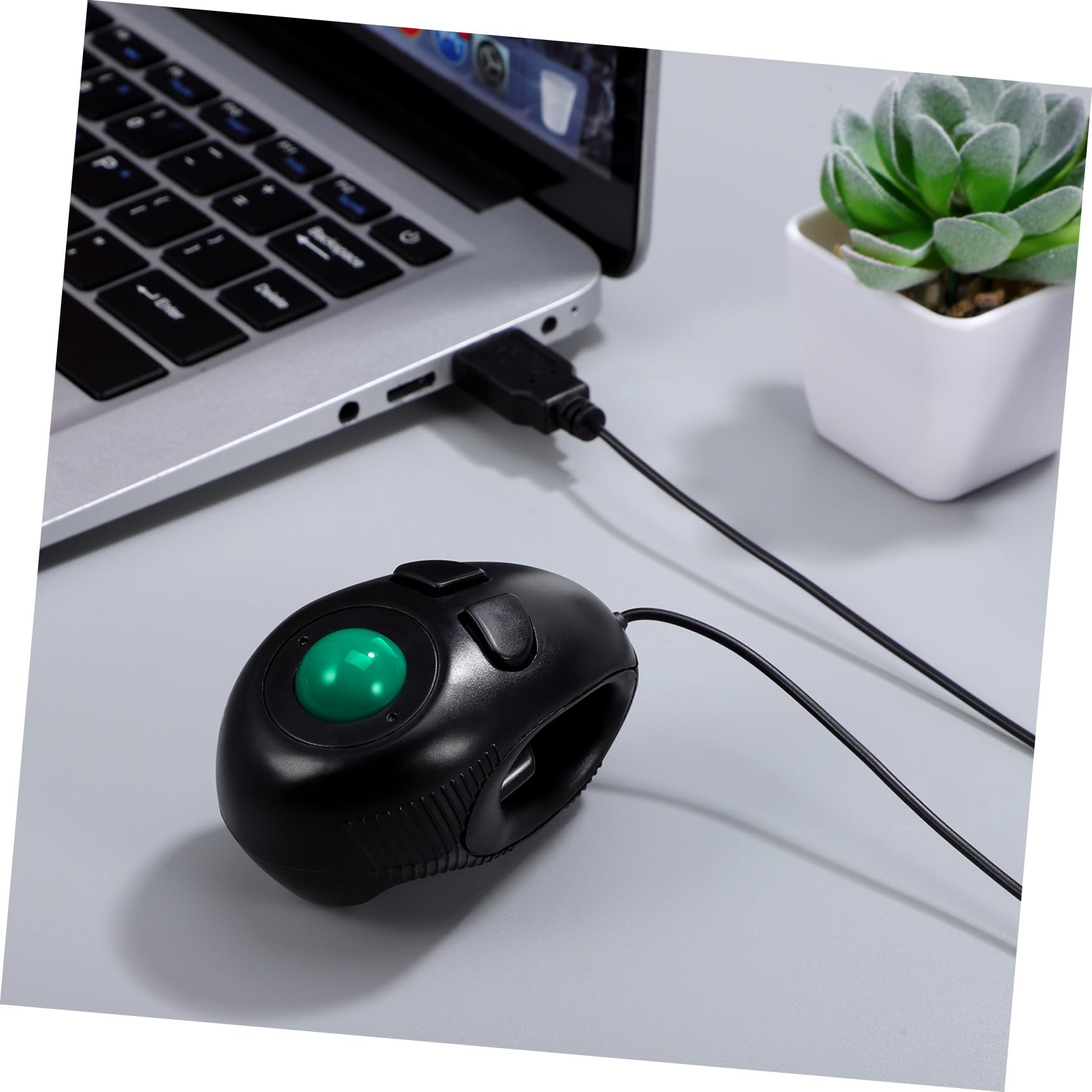 iplusmile Mouse Ergonomico con Trackball 4D USB Cablato Portatile per Laptop e Desktop con Controllo Pollice, Design Compatto in Plastica Rigida Nera per Ufficio e Viaggio