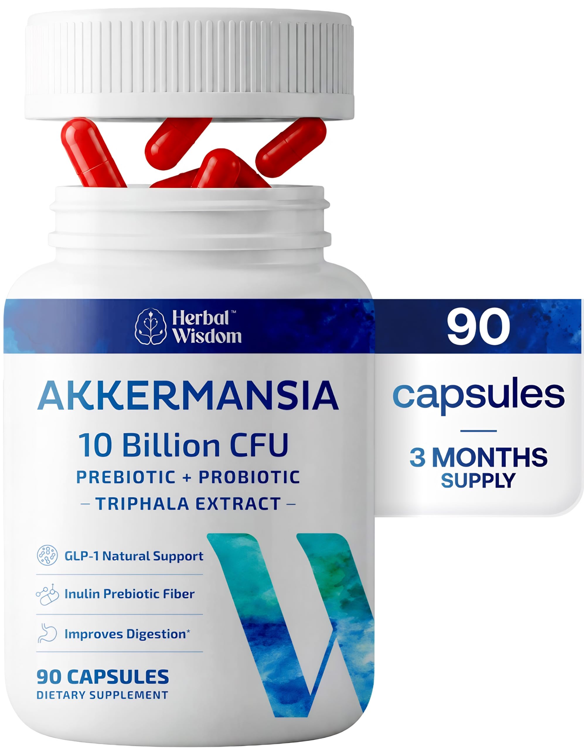 Akkermansia Probiotic + Prebiotic, 90 Capsules, Gut Support