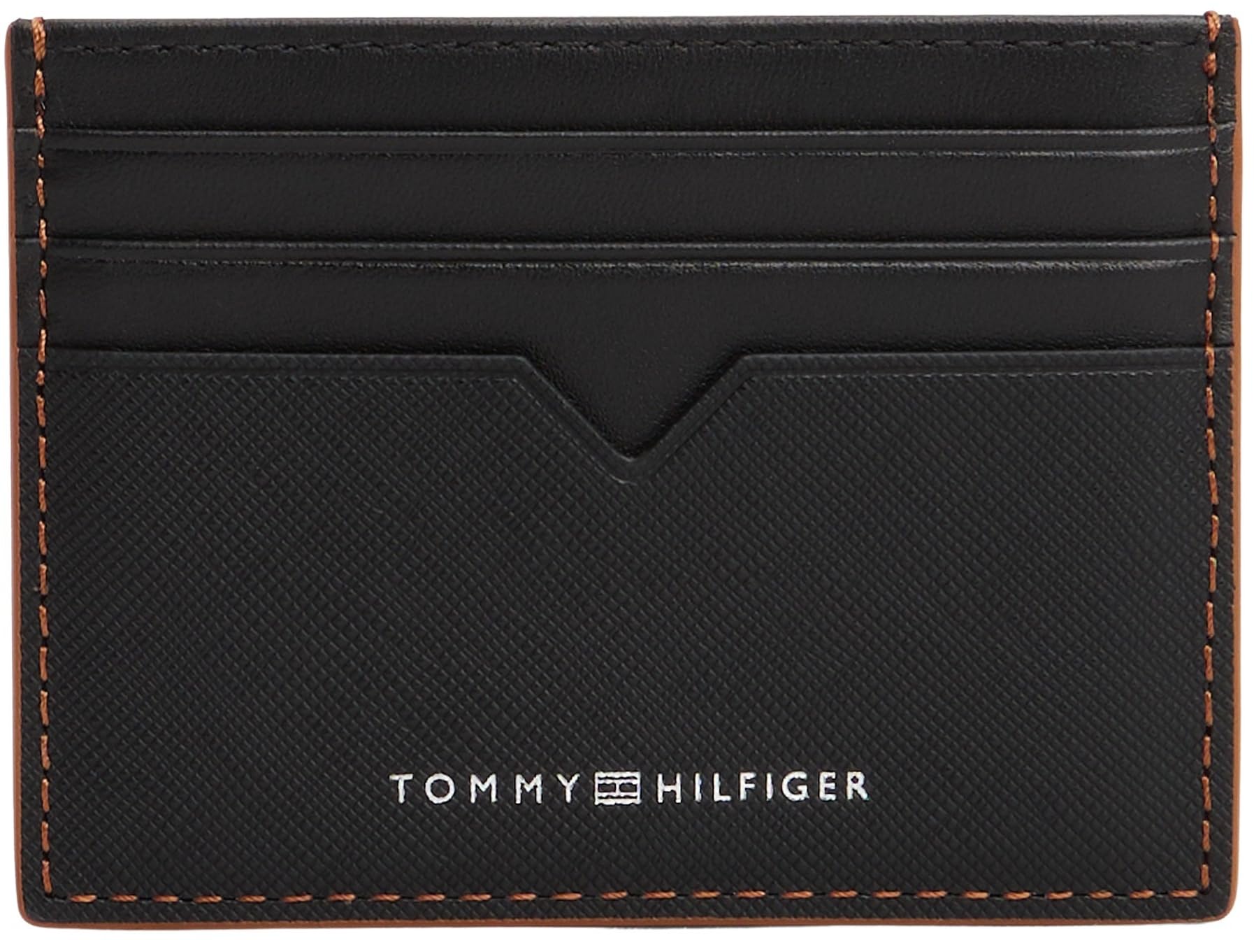 Tommy Hilfiger Herren Kartenetui Edge Holder aus Leder, Schwarz (Black), Einheitsgröße
