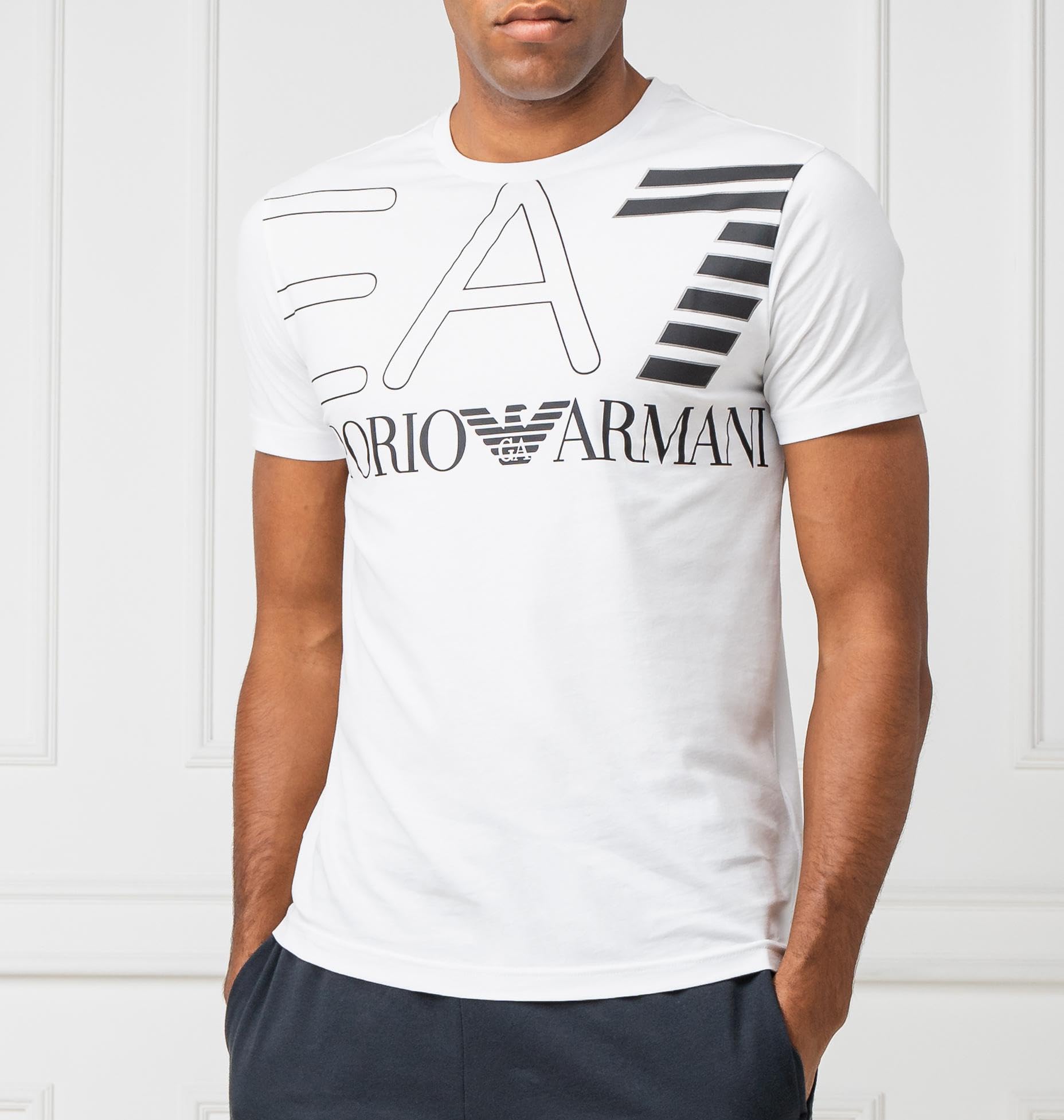 Emporio Armani Maglietta T-Shirt Uomo EA7 6GPT11 PJ02Z, Manica Corta, Girocollo (Bianco, S)