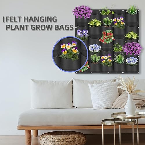 Miniatura 2 de 25 bolsillos para macetas colgantes, verticales para colgar en la pared, bolsas de cultivo para plantación de plantas, macetas de jardín de hierbas