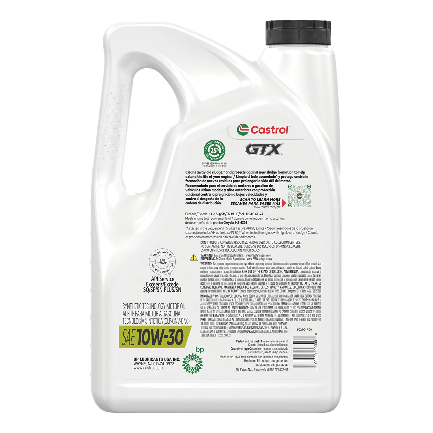 Amazon | Castrol GTX 10W-30 在来型モーターオイル 5クォート 03093