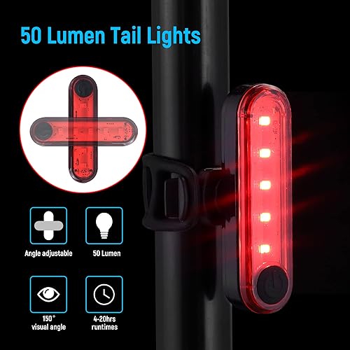 Miniatura 6 de HIRREYIS Luz LED súper brillante para bicicleta, potente USB recargable, 5 modos, luz trasera impermeable para bicicleta, luz de circulación diurna,