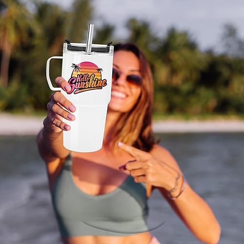 Miniatura 7 de XccMe Paquete de 6 vasos de sublimación en blanco con asa, vaso de viaje de acero inoxidable de 20 onzas con tapa y popote inoxidable, cepillo para