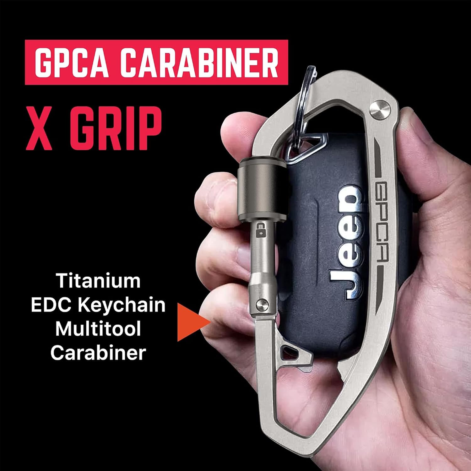 GPCA Carabiner Multitool - Carabiner Heavy Duty Key Clip for Keys, Bottle Opener, Screwdriver, Box Cutter, Ruler, Keychain Clip, Keychain Organizer, EDC Gear for Camping & Hiking - Gifts for Men
