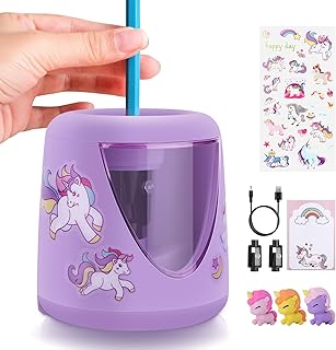 Electric Pencil Sharpeners for Kids, Cute Small Colored Pencil Sharpener for Home Classroom, Pencil Sharpener Electric Plug in, with Unicorn School Supplies