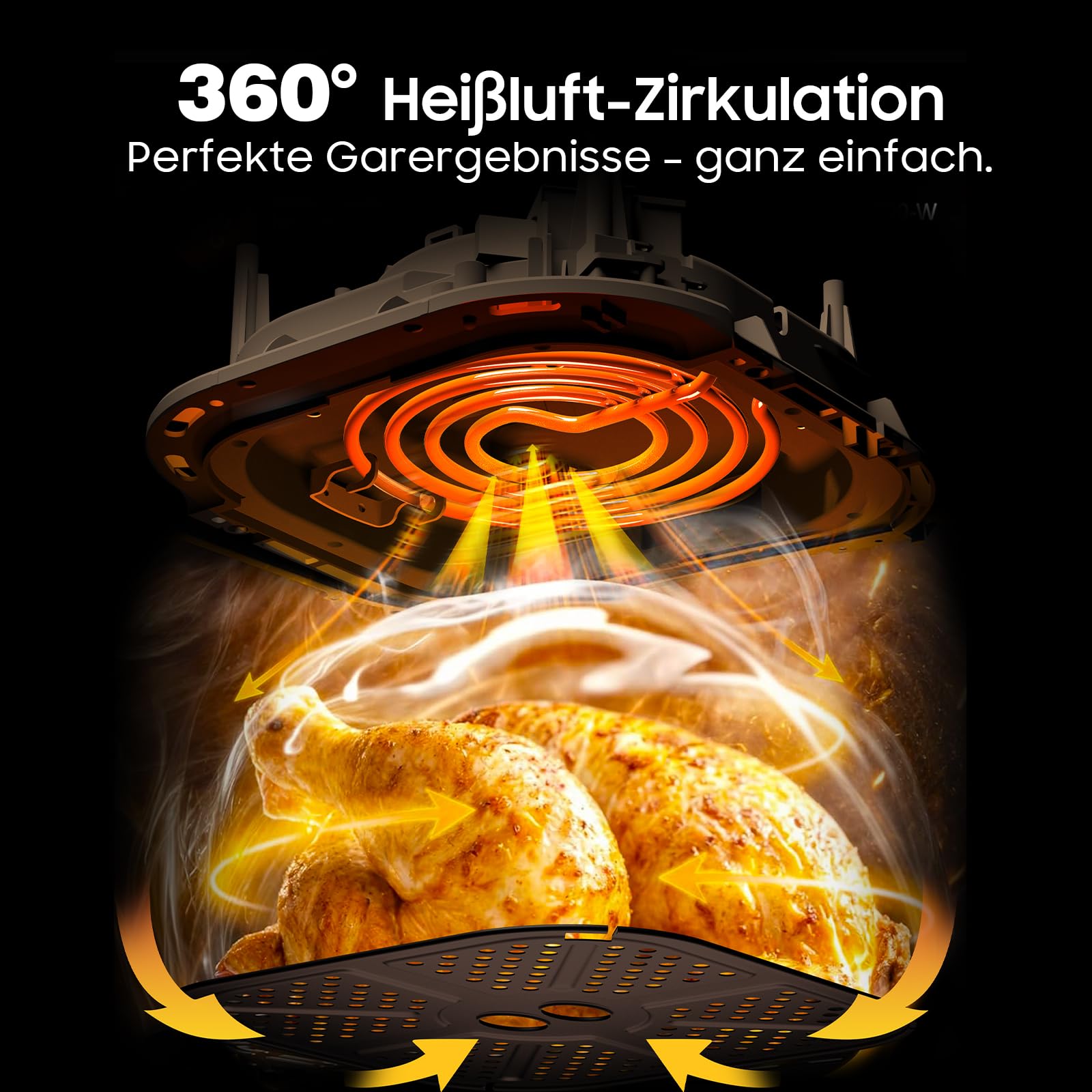 Heißluftfritteuse 9L Airfryer– 2350W Heissluftfritteuse für schnelles Garen, Fritteuse ohne Öl Mit Fenster, 9 Programme, Ohne PFAS, Shake-Erinnerung, Warmhaltefunktion, 40–200°C