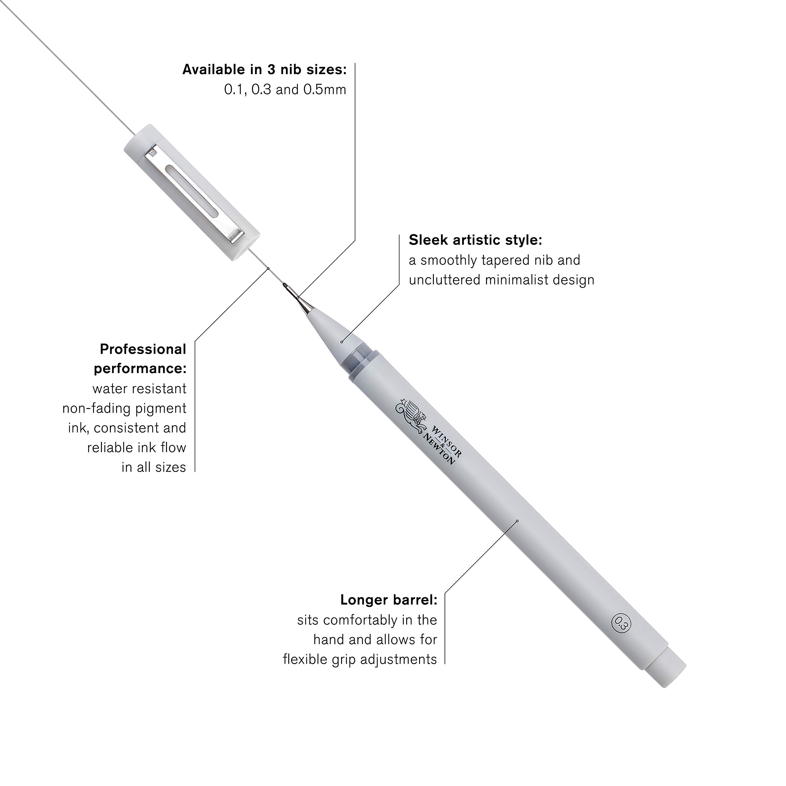 Winsor & Newton Fineliner Fine Point Pen, 0.1mm Tip, Cool Grey (Pack of 2) - Image 6