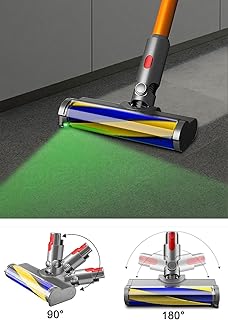 Marketto Dyson V12 Detect ile Uyumlu Rulolu Emici Yer Başlığı, LED Işıklı