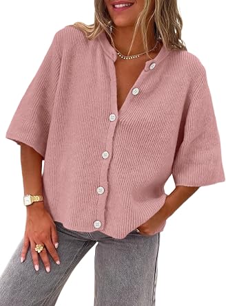 LILLUSORY Short Sleeve Cardigan Sweaters for Women