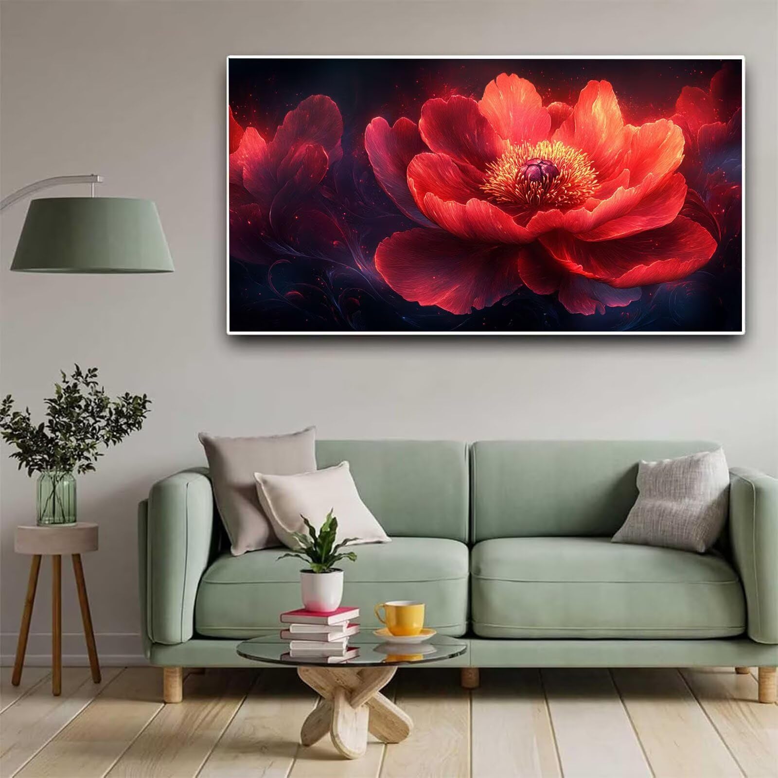 5D Czerwony Diament Malarstwo Diamentowe Pełne Zestawy Do Malowania Diamentowego Kwiat Dorośli Dzieci, DIY Pełny Zestaw Haftów Krzyżowych, Diamentowe Malowanie Obrazy 60 x 120 cm Do Dekoracji Ścian