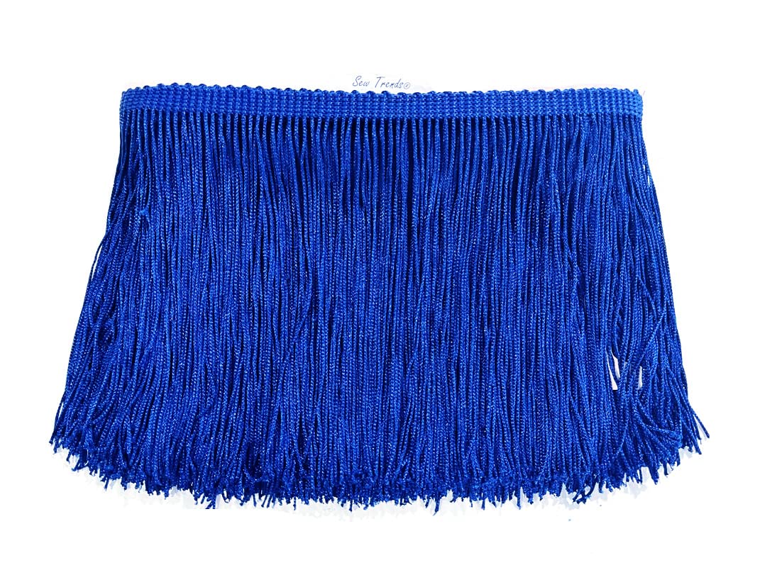 10 yardas de 10 cm de largo, hilo de cadena con flecos, flecos, para manualidades, costura y decoración, color azul rey