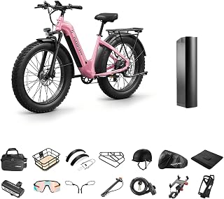 Electric Bike for Adults 960W, 26" Fat Tire, Electric Mountain Hunting Bike, 48V 15AH Max 28MPH Off-Road Ebike with Rear Storage Shelf, Step-Through Design, with Luxury P1 Gift Package