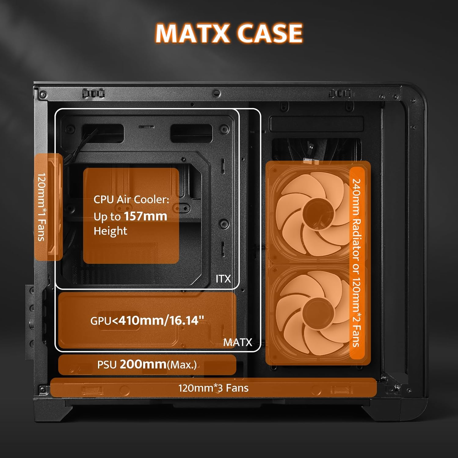 darkFlash MATX Gaming PC Case with Screen, Three Side Glass Micro-ATX Case, Curved Full View Dual, 3 PWM ARGB Fans Computer Case Pre-Installed, Type C, RTX 40 Compatible, Black(L280M)