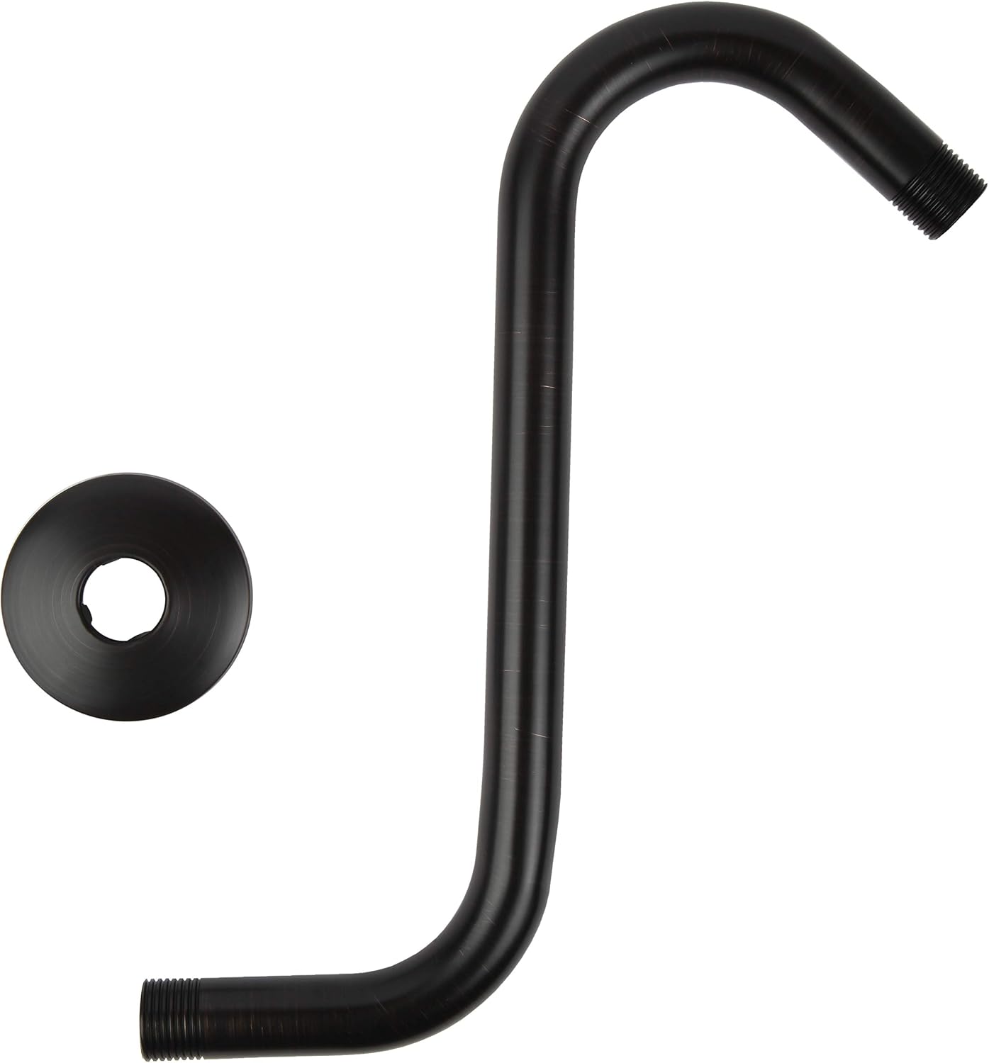 High Rise Shower Arm with Flange,"S" Shaped Shower Head Extension Arm, 10 inch Oil Rubbed Bronze Shower Arm Extension