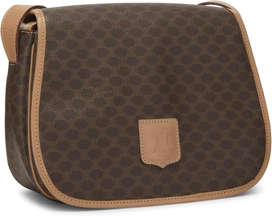 Celine, Pre-loved Brown Coated Canvas Macadam Crossbody, Brown