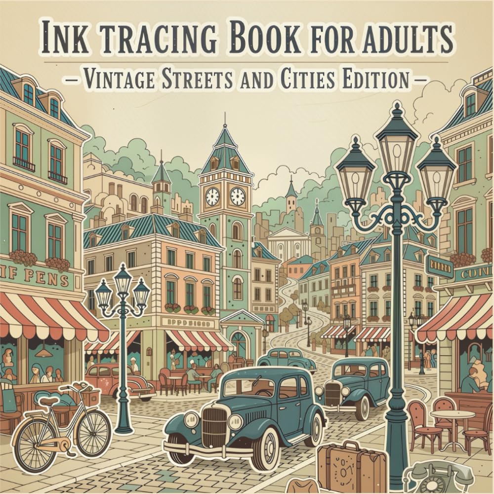 Ink Tracing Book for Adults – Vintage Streets & Cities Edition: Relaxing Tracing Art of Classic Towns, Retro Architecture & Timeless Urban Scenes for Mindful Relaxation and Stress Relief