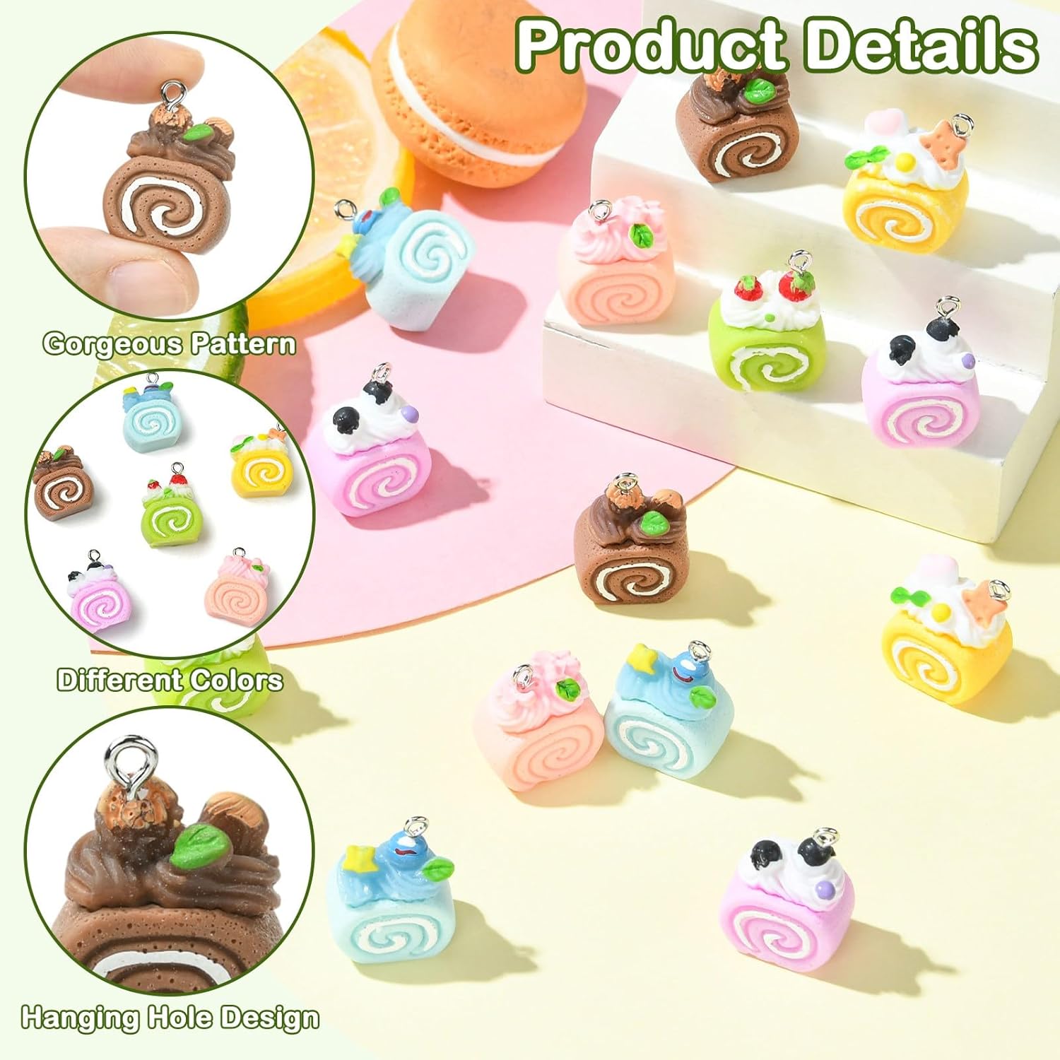 DanLingJewelry 30Pcs Flatback Cake Resin Charms Imitation Sweet Food Pendants Cute Fruit Cookie Cake Charms for DIY Necklace Jewelry Making - Image 3