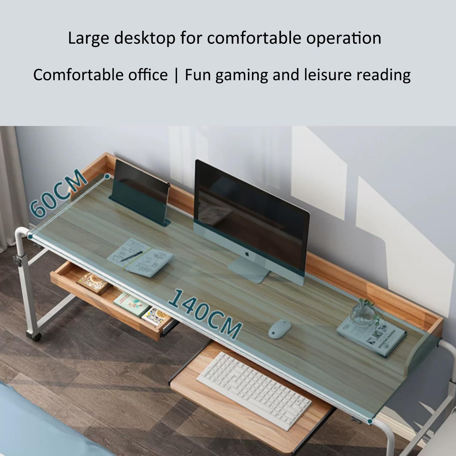 Tavolino da Letto Regolabile in Altezza con Ruote: Una Comoda scrivania su Ruote per Un Facile Accesso e Mobilità.