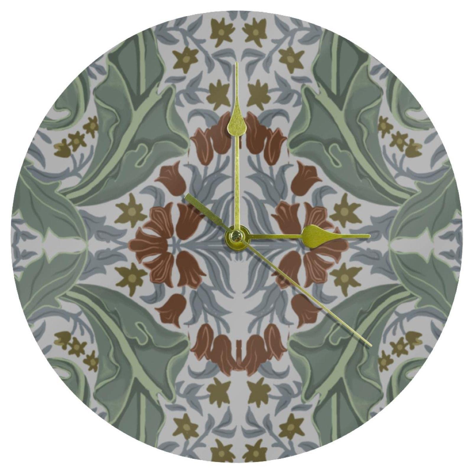 Horloge murale fleur 24 cm en acrylique ronde et silencieuse pour la maison