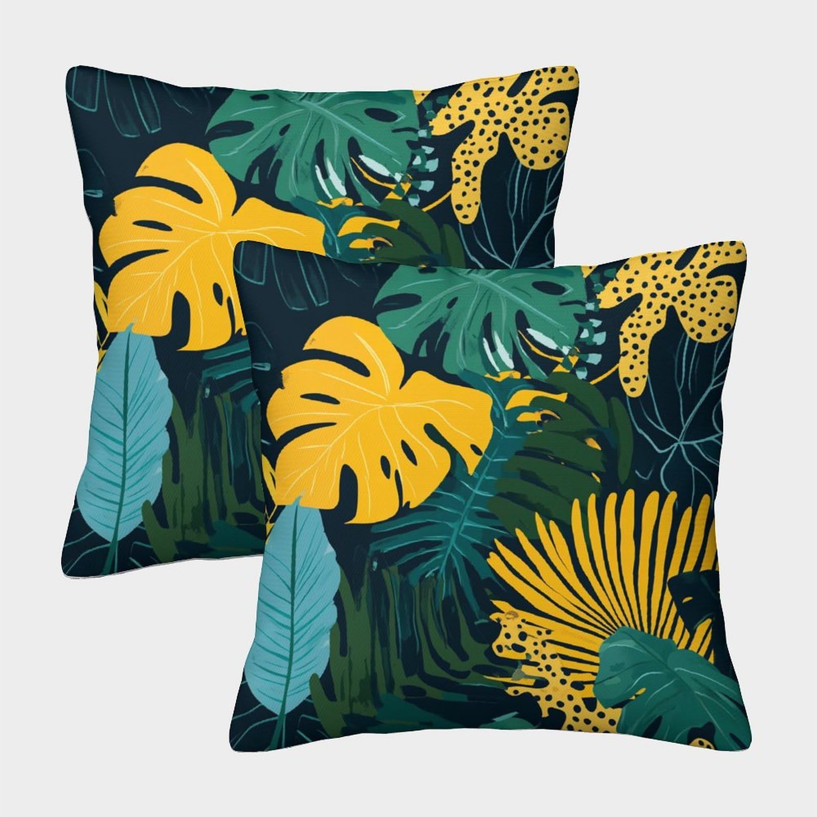 kaiyun 2 Pack 45x45cm Pillow Cases,Exotic - Jungle Plants Decorative 3D Printed Cushion Cover,sofa Bed Decorative Cushions