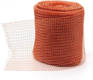 Knitted Pure-Copper Mesh Roll-Pest Control-Blocker - Fill Fabric Stuff Gap Blocker For Wall Building Hole Diy Plant Seedlings Protector Scrubber Gun Barrels Barbecue Grill Clean (20ft/6M)