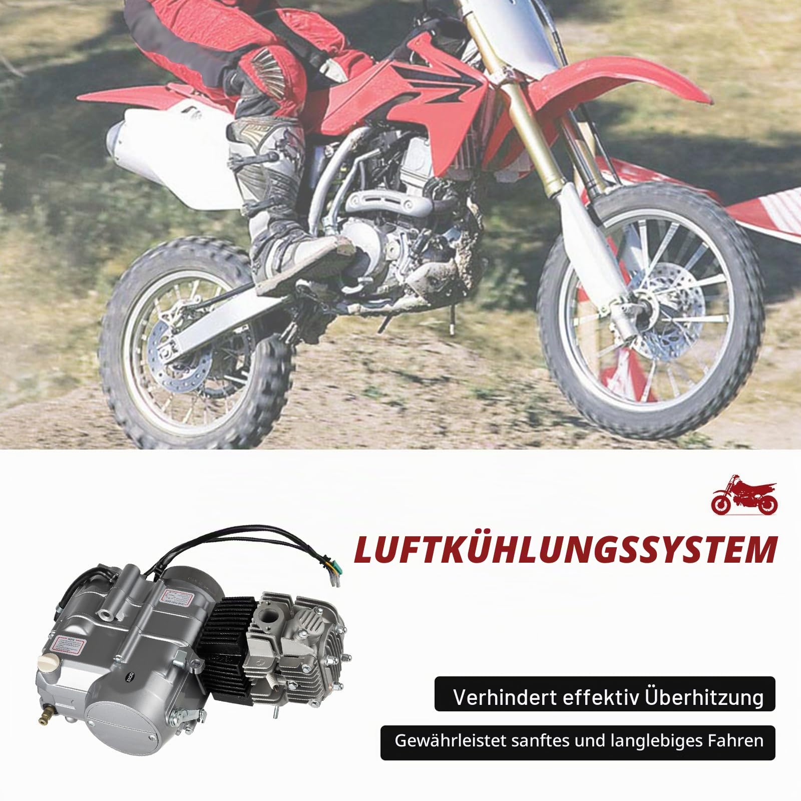 Motorrad 125ccm Dirt Bike Motor Kit 4-Takt Engine Motor Luftgekühlte manuelle Einzylinder Viertaktkupplung für Dirt Bike Motorcycle CRF50 XR50 CRF70 XR70 Z50(CDI Zündanlage)