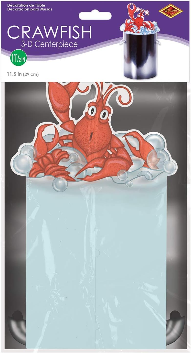 Beistle Mardi Gras Party Supplies, 3-D Crawfish Centerpiece 11.5 Inch, Pack 12