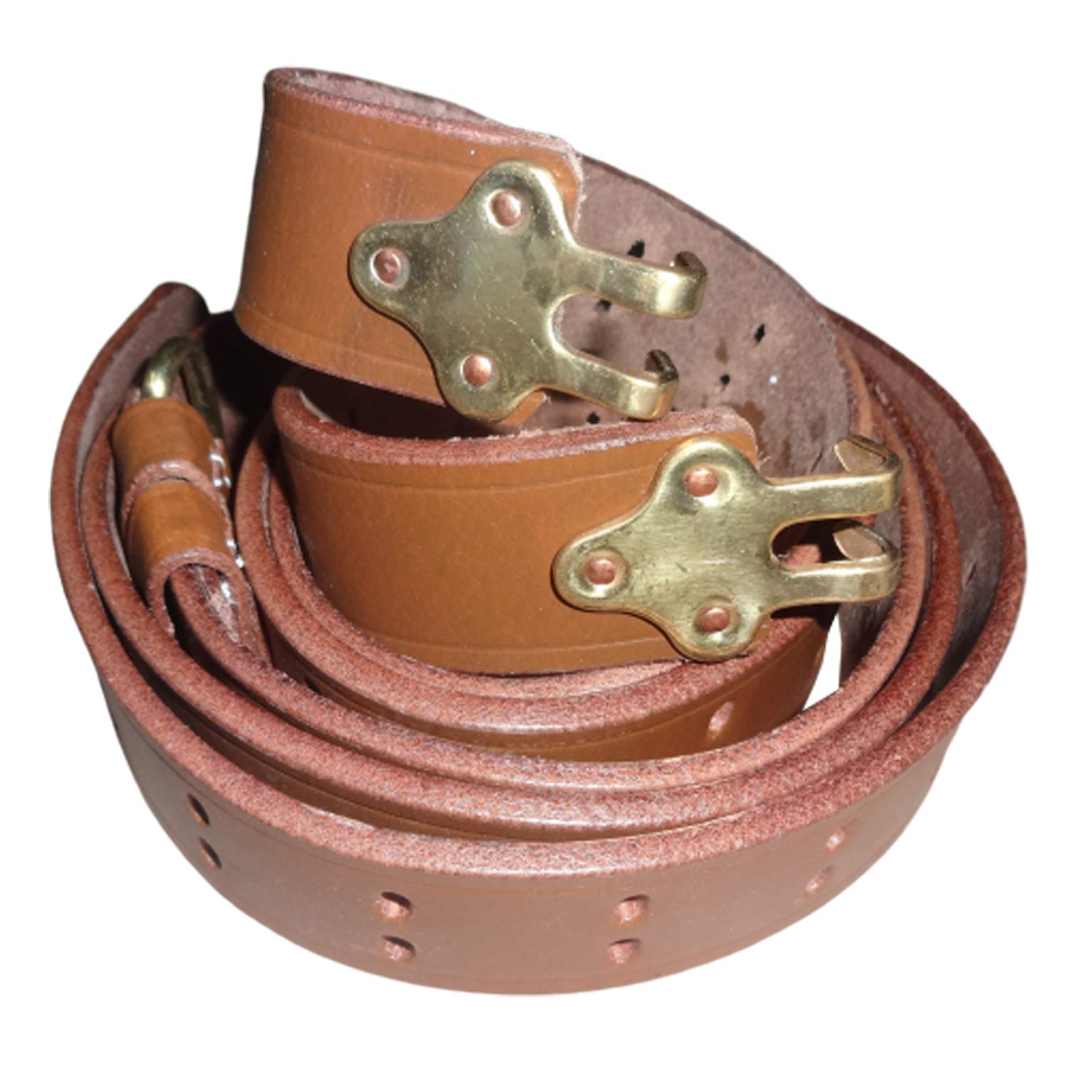 Warreplica US 1907 Garand Lederriemen mit Messingbeschlägen–Authentische Reproduktion, goldbraune Farbe – Hochwertiger M1 Garand Gewehrriemen aus dem Zweiten Weltkrieg für Sammler, Militärenthusiasten