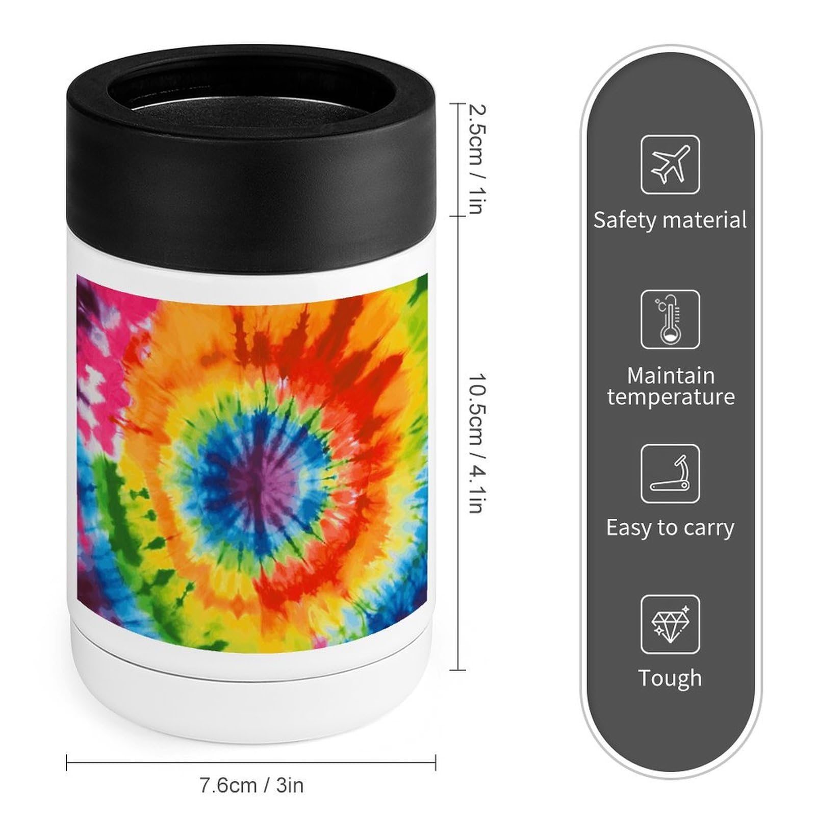 Stainless Steel Beverage Cooler with Silicone Sleeve, Tie Dye Print Multipurpose Drink Chiller for Home, Office, and Outdoor Use