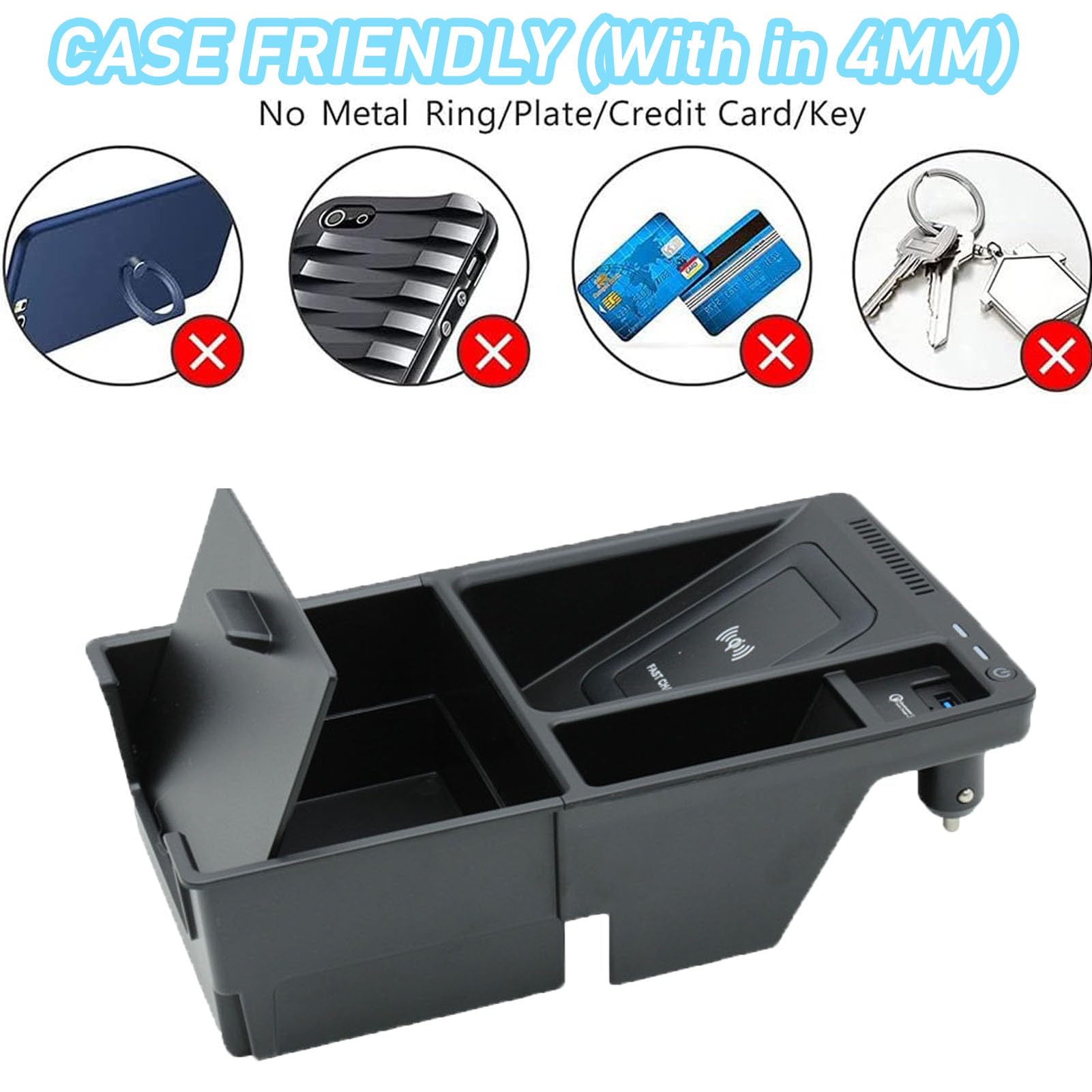 Caricabatterie Wireless per Auto per A4 S4 A5 S5 Rs5 Rs4 Tutti i Modelli Accessorio con 15w Wireless e USB Qc3.0 Ricarica Rapida Regalo per la Famiglia