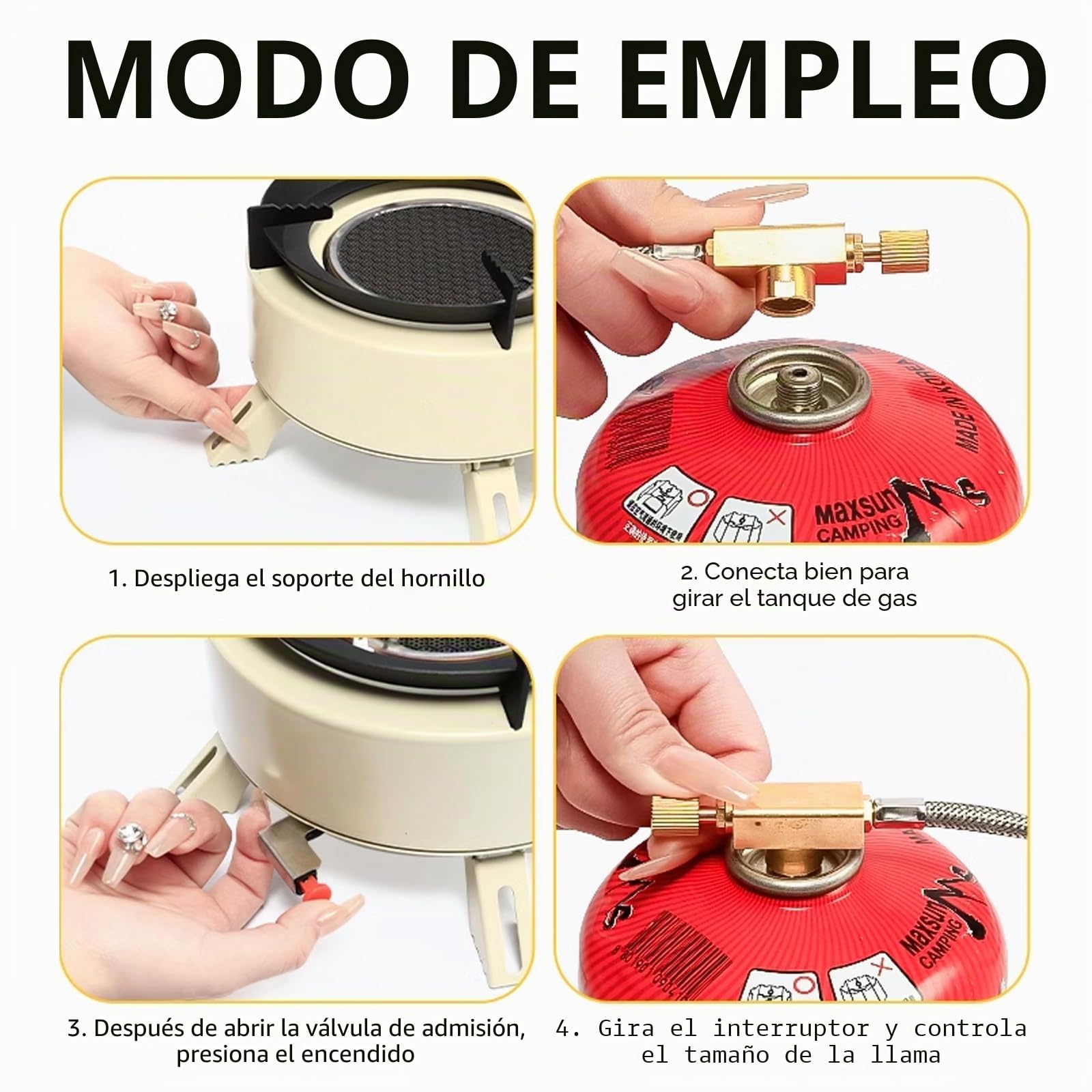 Estufa de Gas Camping 4000W Con 2 Adaptadores - Cocina Infrarroja Prueba Viento, Encendido Piezoeléctrico, Bolsa Transporte Portátil para Aire Libre, Acampar y Senderismo