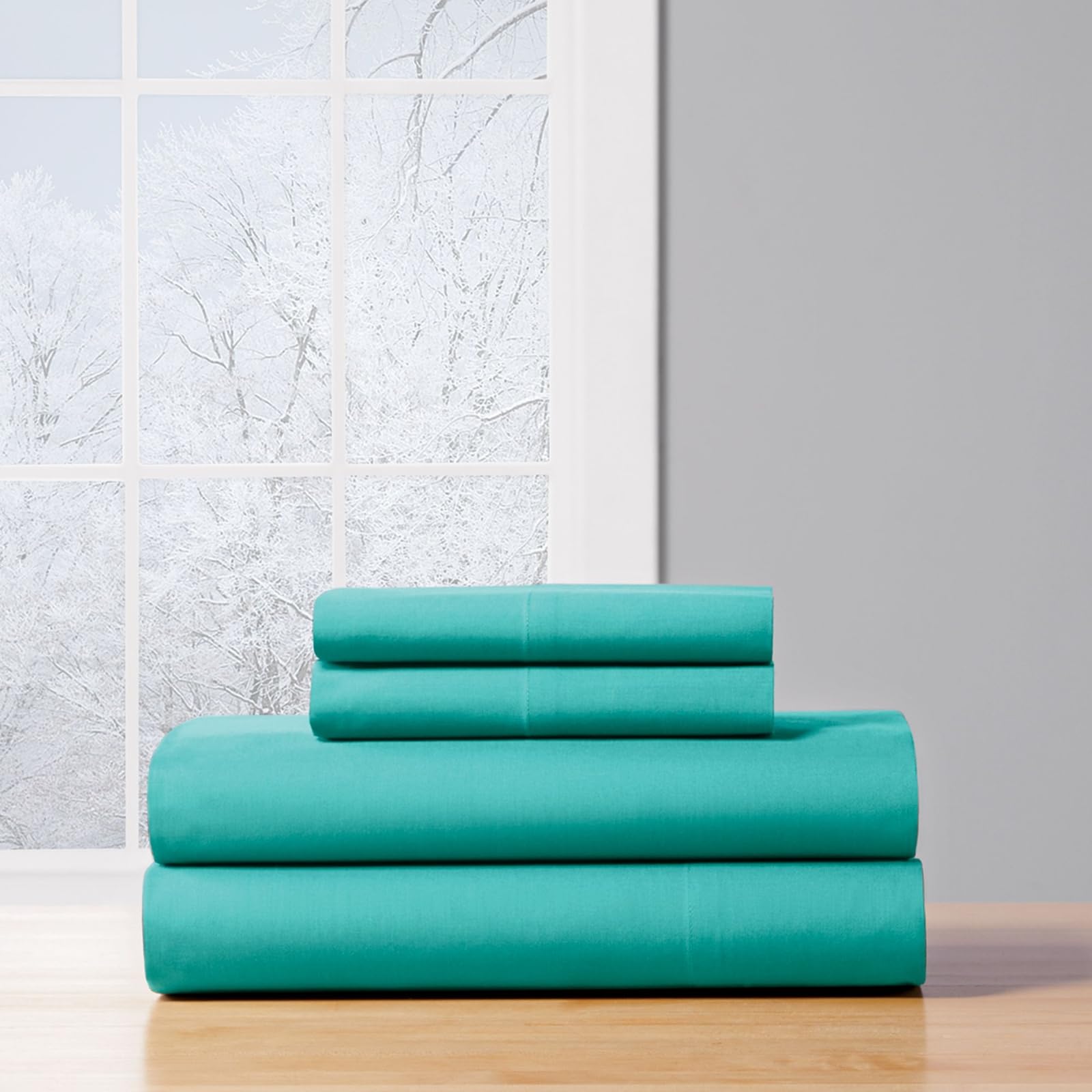 Stoneberry Home 100% Cotton Sheet Set with Fitted Sheet, Flat Sheet, and Pillowcases