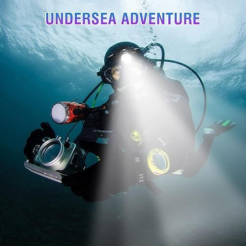 Miniatura 6 de Linterna de buceo súper brillante de alto lúmenes, lámpara de cabeza recargable subacuática buceo LED faro de buceo impermeable faro de natación