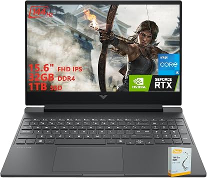 HP Victus 15 Gaming Laptop | 15.6" FHD IPS Anti-Glare 144Hz | Intel 8-Core i5-13420H | 32GB DDR4 1TB SSD | NVIDIA GeForce RTX 3050 6GB | Backlit Keyboard Fast Charging Win11 w/DLCA Accessory