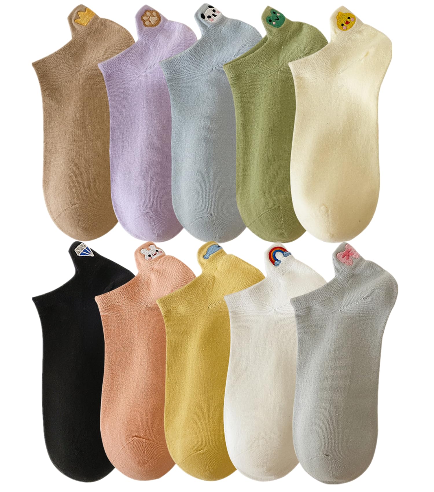 Lot De 10 Paires Chaussettes Femme Coton Noir Talons Colorés - Confort Sport Et Quotidien