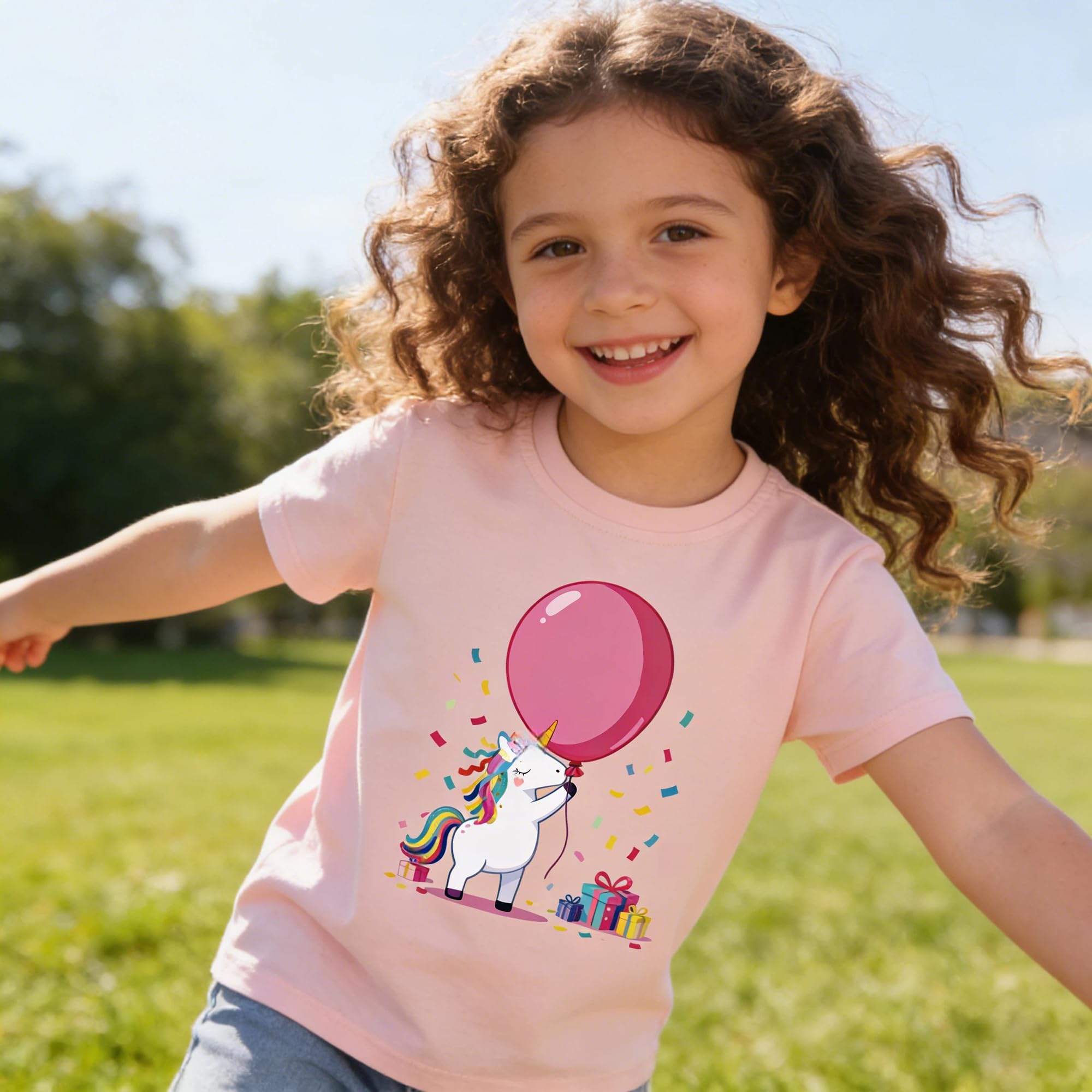 Camisetas de Manga Corta Niñas, Camiseta Algodon para Niña de Verano, Cuello Redondo T-Shirts Moda Informal Tops para Niños 3-8 Años — view 3