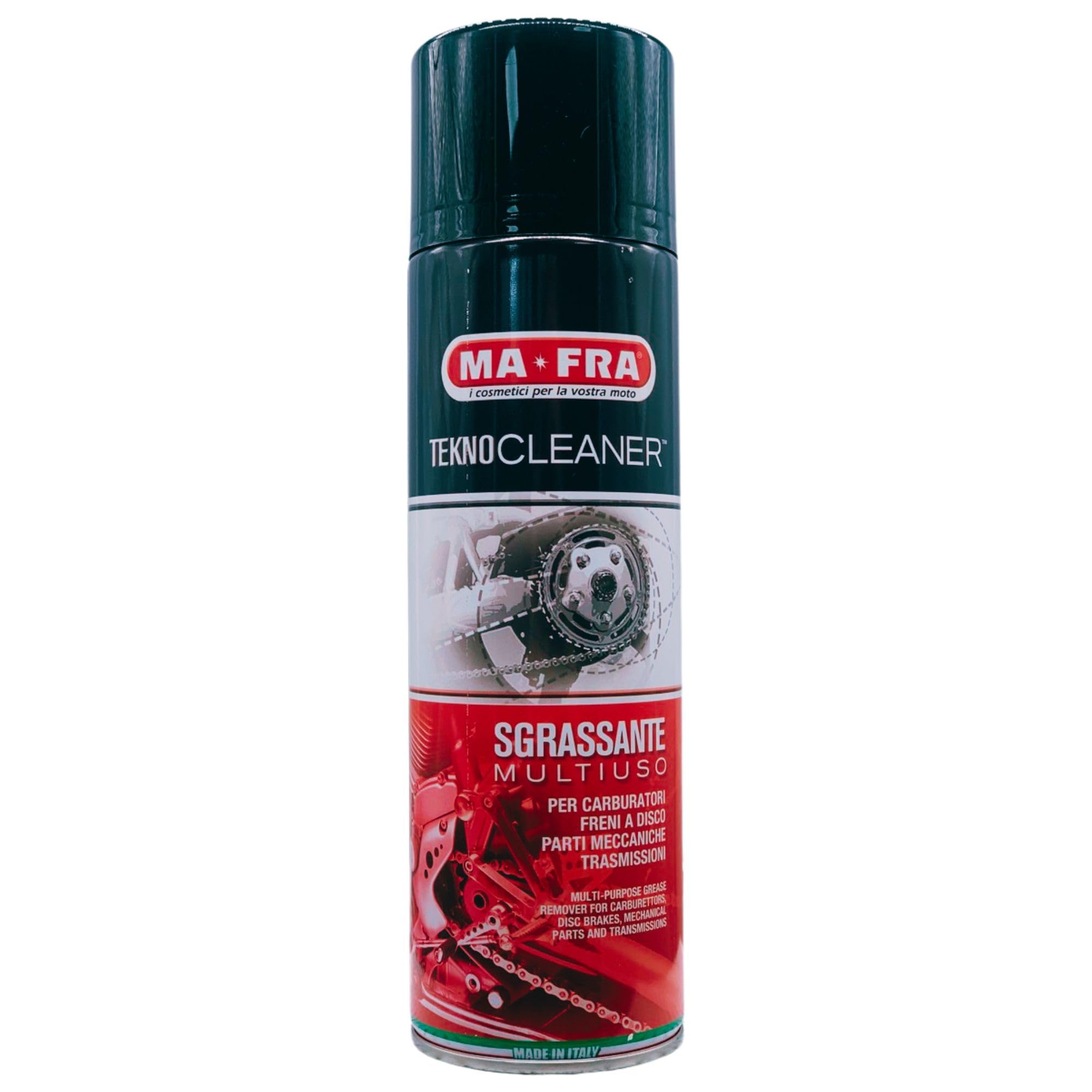 Sgrassatore Multiuso Moto TEKNOCLEANER Per Carburatori, Freni a Disco, Parti Meccaniche e Trasmissioni. Dissolve Rapidamente i Residui Di Grasso 500ml (4 Spray)